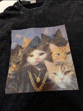 Thug Life Cat Graphic Tee #1